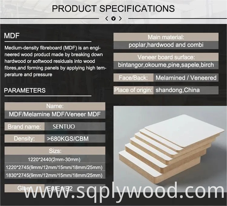 for Interior Wall Panel UV Glossy Laminated Pet Particleboard Melamine MDF